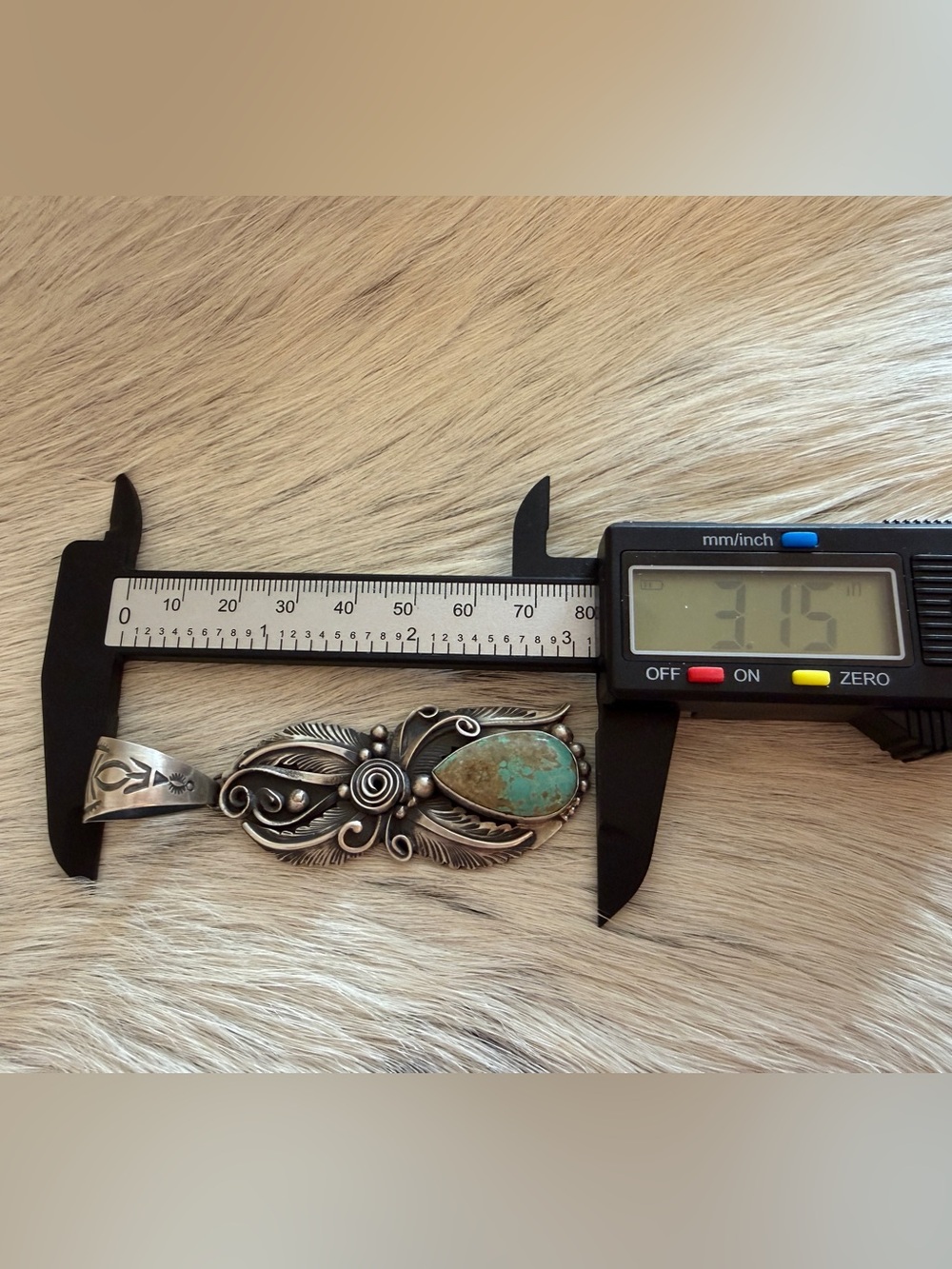 ❤️ Navajo Signed Jimmy Lee Royston Turquoise Sterling 20Gm Native Pendant 3.15”L - Picture 14 of 16